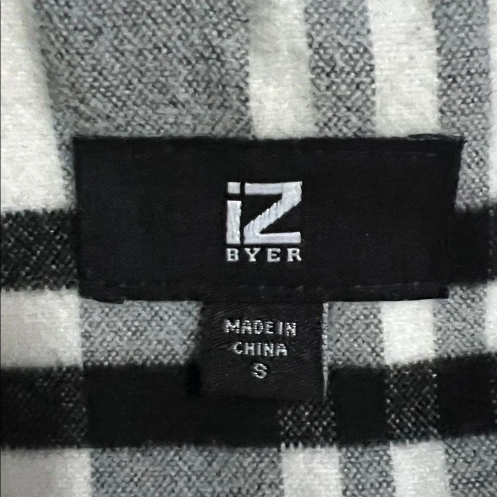 Iz Byer Plaid Pea Coat Size S Black White Preppy Trench Quiet Luxury Classic - Picture 3 of 14